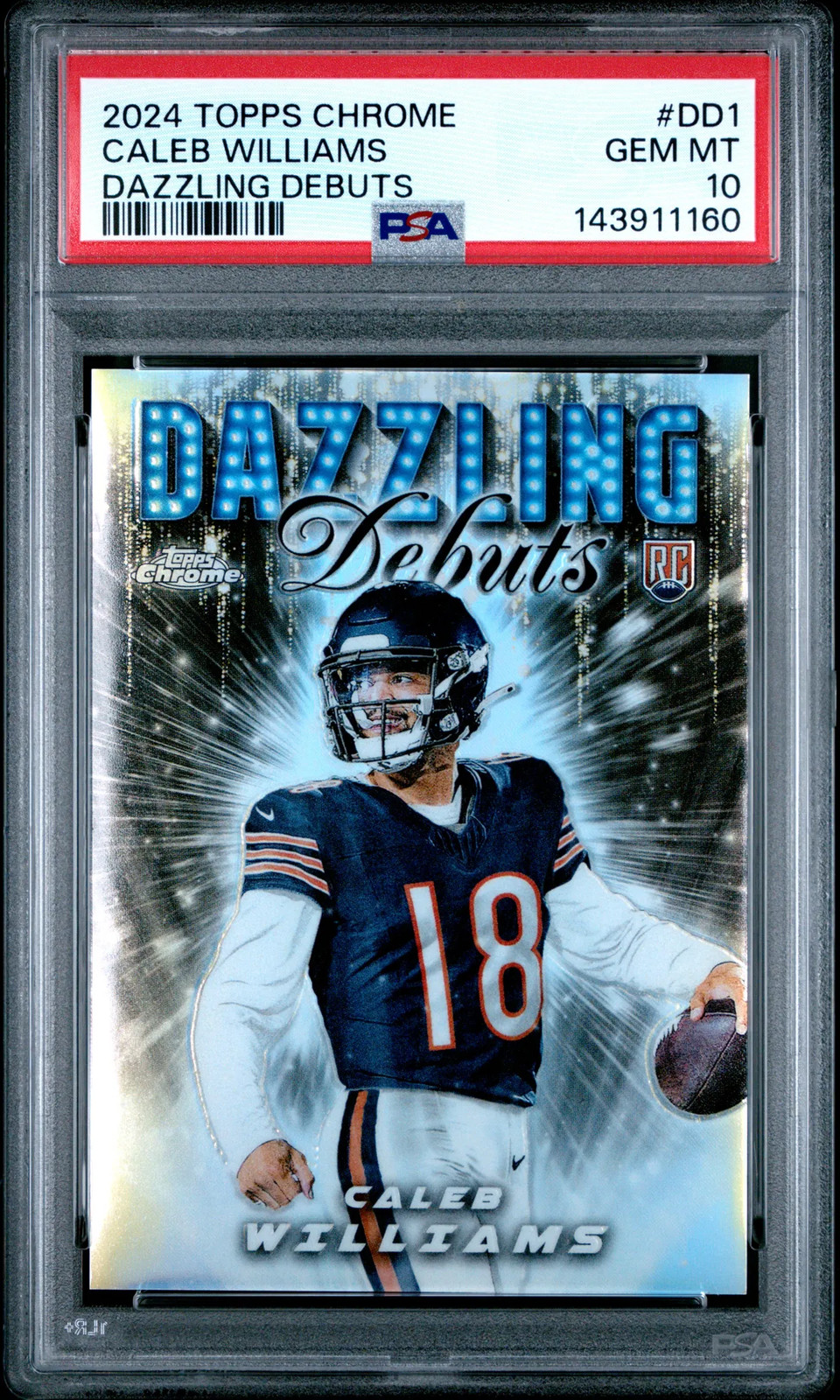 2024 Topps Chrome Dazzling Debuts Caleb Williams #DD1 Rookie PSA 10 view 1