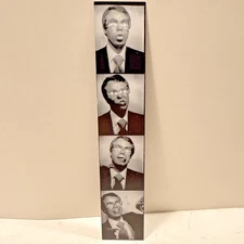 Vtg 80s Photo Booth Strip Double Sided Man in Suit & Tie Making Faces Young Boy