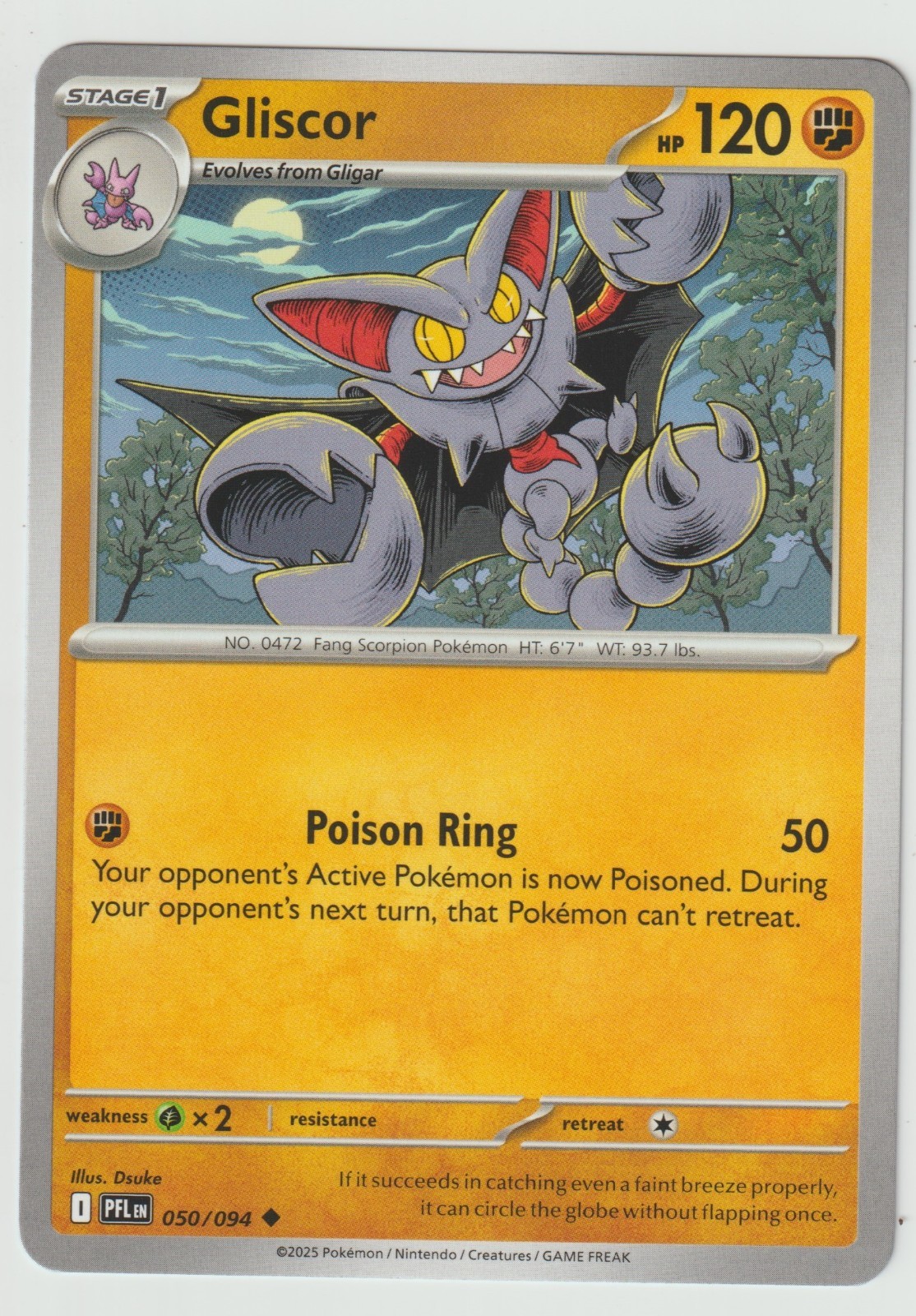 Pokémon TCG Gliscor 050/094 ME02: Phantasmal Flames Regular NM