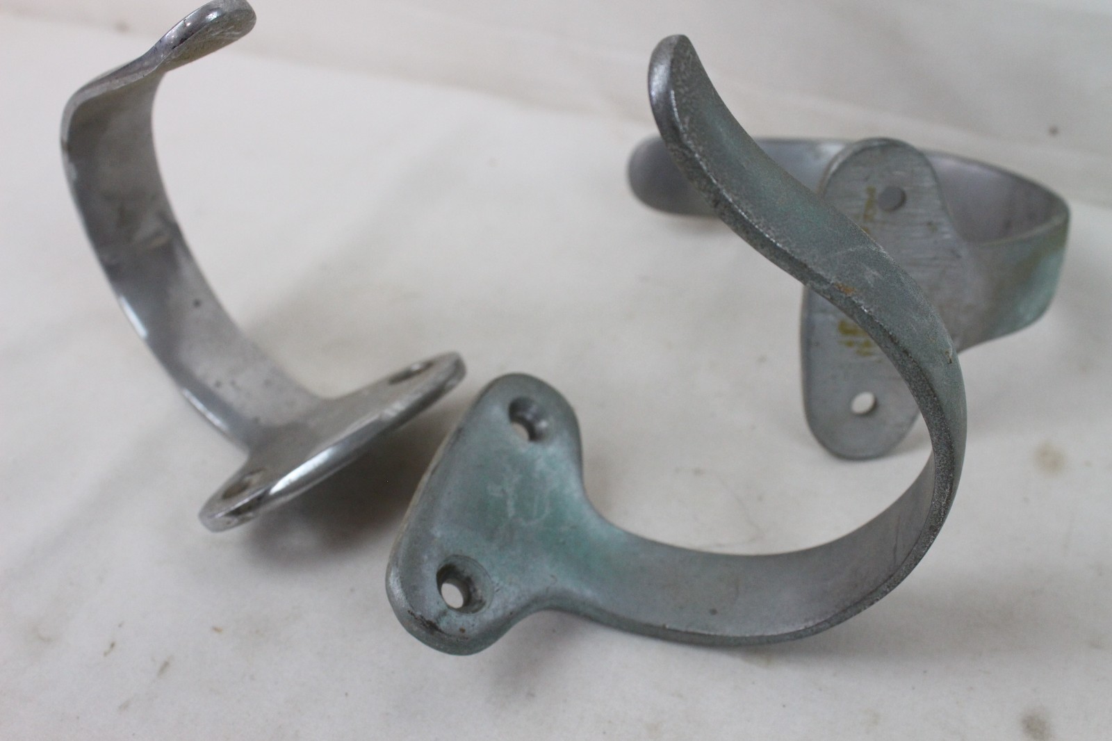 3 Vintage Chrome Marine Sail Boat Nautical Rope Holder Hanger Hook Bracket Mount