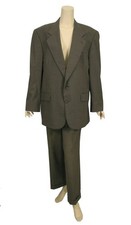 OSCAR DE LA RENTA 2 PC Brown Tan 100 Wool Jacket Pants Mens Suit Size 42R
