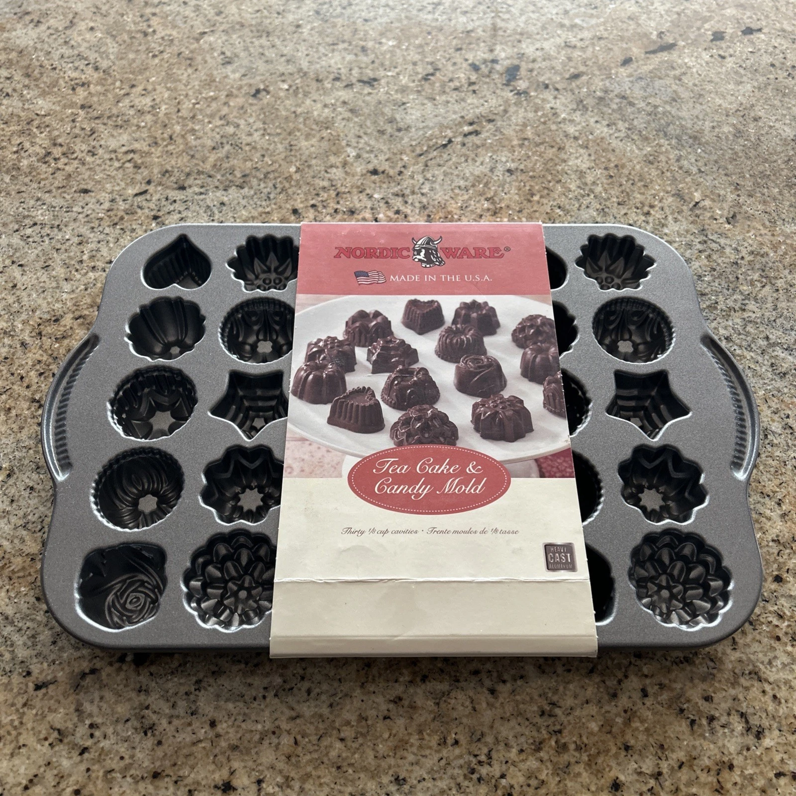 Nordic Ware Tea Cake & Candy Mold 30 1/8 Cup Cavities New Cast Aluminum