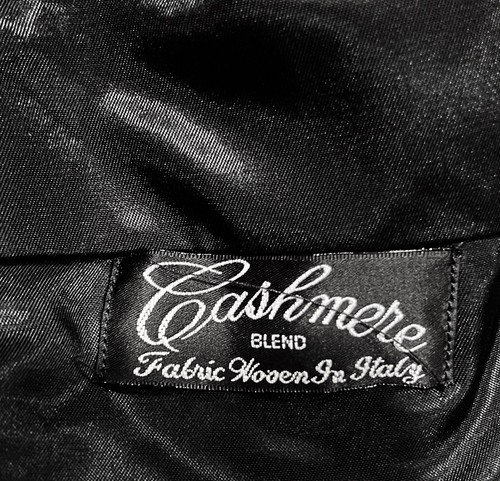 Vintage ANDREW FEZZA Cashmere Bl.Coat Men 44L Black Lined Long Overcoat Career - Picture 6 of 8