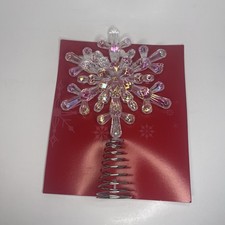 Holiday Time Mini Christmas Tree Topper 7" Acrylic Snow Flake NEW NIP