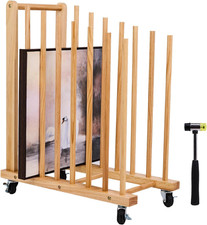 Art Storage Rack with Caster Wheels, Art Drying Rack, Wooden Canvas Storage, Pai