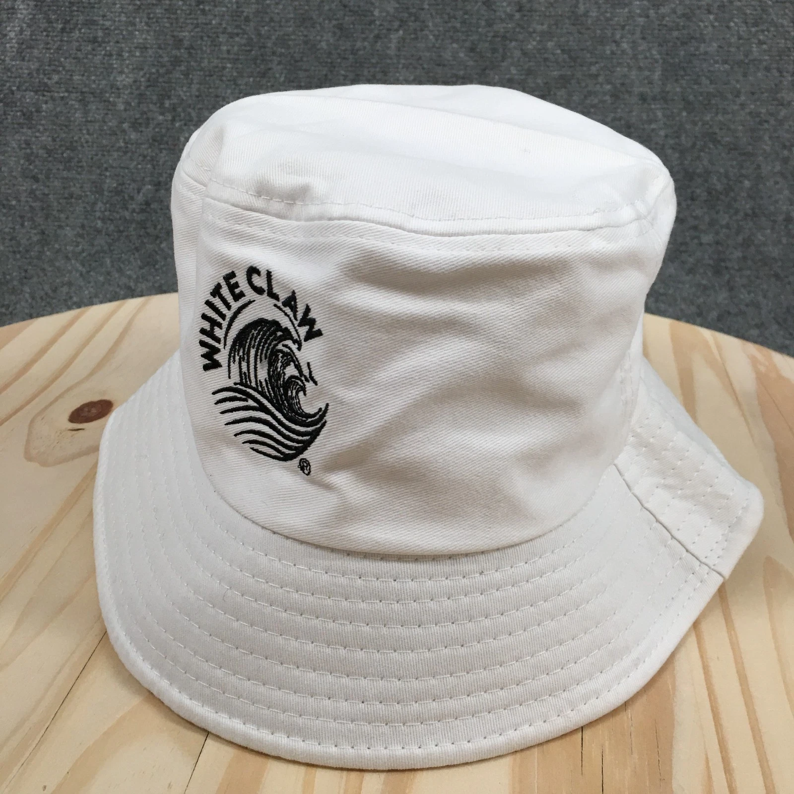 White Claw Bucket Hat Unisex White One Size Round Curved Brim Embroidered Logo