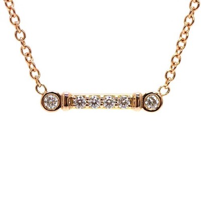 Tiffany & Co. Fleur de Lis Schlüssel Bar Anhänger Diamant Halskette 18K Roségold 40cm
