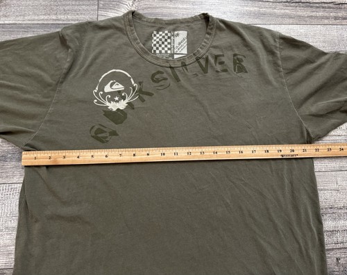 Quicksilver Patch Camicia Uomo Taglia Large Verde Skate Manica Corta T-shirt Cotone - Foto 4 di 7
