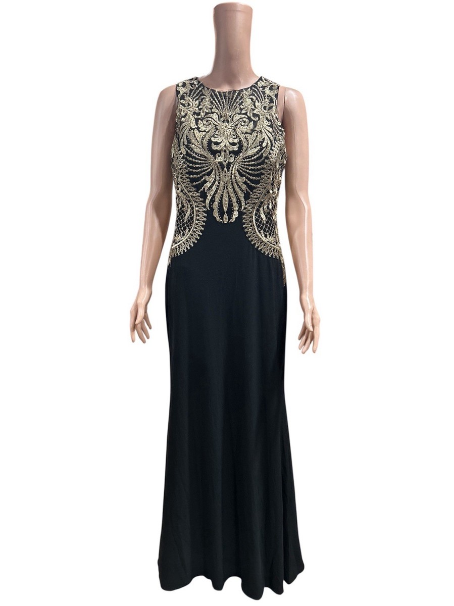 Betsy & Adam Womens Embellished Bodice Gown Dress, Black, 2 Betsy & Adam Womens Embellished Bodice Gown Dress, Black, 2