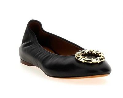 $1050 Lanvin 'Ballerina Melodie Jewel' Black Lambskin Ballet Flats Women Size 36