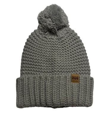 Helly Hansen Grey Chunky Knit Pom Beanie Hat 67266 Mens Womens One Size STD