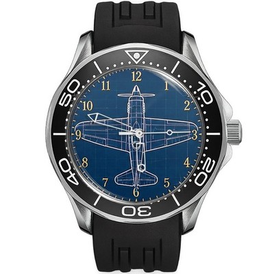 Aeroclassic One Aircraft Blueprint Wrist Watch Vintage Warplane Aviation Gift AV
