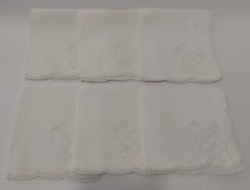 Lot of 6 Vintage White Ivory Handkerchiefs Embroidery Lace Cut Out Hand Sewn