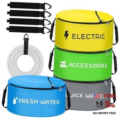 RV Hose Storage Bags 4-Pack - RV Sewer Hose Storage with Straps, Zipper &