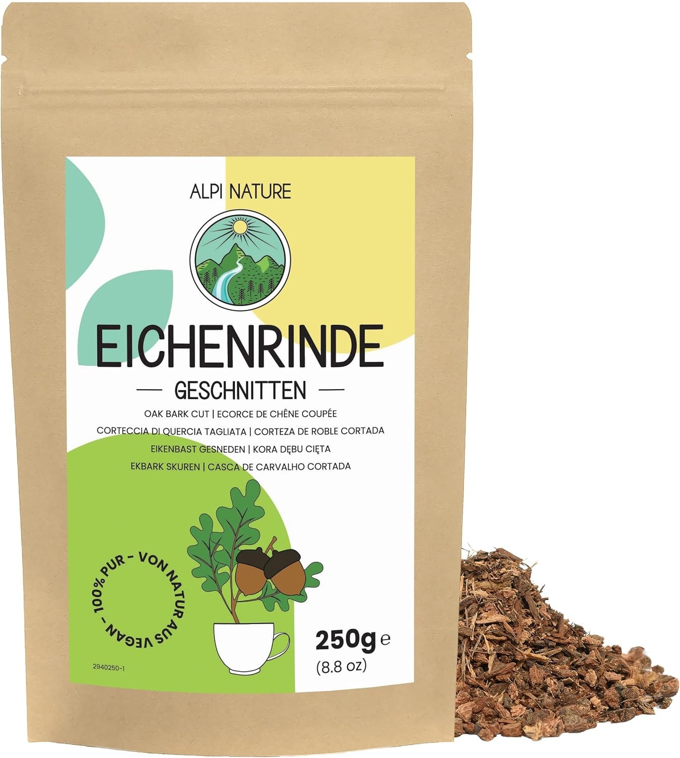 Alpi Nature Oak Bark Tea 250g 8.8 oz, Dried and Cut Oak Bark for Tea Preparatio