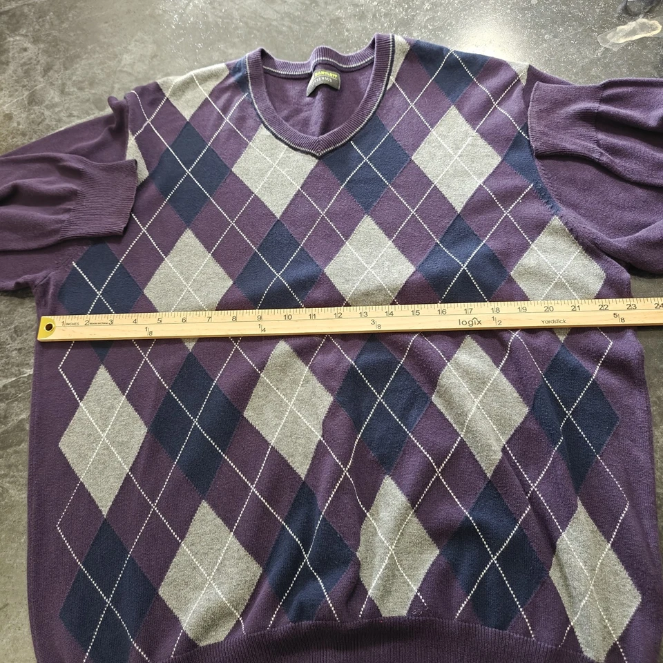Pulôver John Bartlett LG Argyle roxo cinza azul preppy acadamia leve casual - Imagem 4 de 4