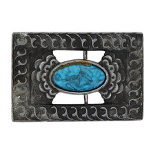 Southwest Faux Turquoise Native American Cowgirl Tribal Concho Vtg Belt Buckle