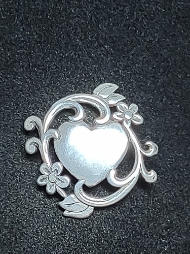 Vtg Sterling Silver Valentine James Avery Retired Heart Brooch  Sweetheart  - Afbeelding 7 van 10