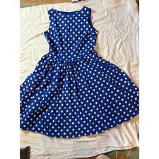 Vintage Style Blue Polka Dot Swing Sleeveless Dress  AS IS 