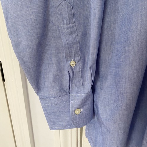 O'Connell Mens Blue Oxford Button Down Long Sleeve 100% Cotton USA 17.5/34 - Picture 3 of 7