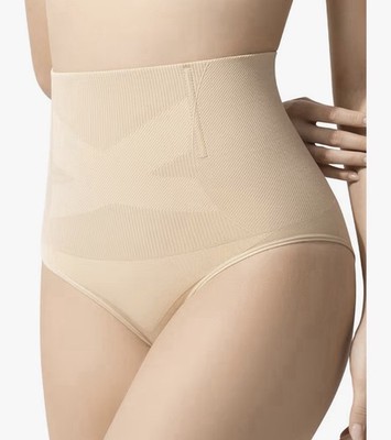 Ousmile High-Waisted Firm Tummy Control Shapewear Briefs Cotton Beige M-2XL