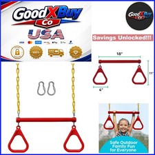 Red Kids Swing Set Accessories with 18" Trapeze Bar 48" Chains