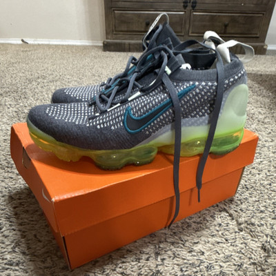 Nike Air Vapormax 2021 FK GS Boys Sneakers Dark Grey Black Barely Volt 6.5Y
