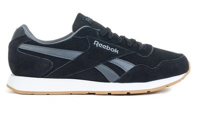 UK Größe 7,5 - Reebok Classic Royal Glide Wildleder Turnschuhe schwarz grau Gummisohle