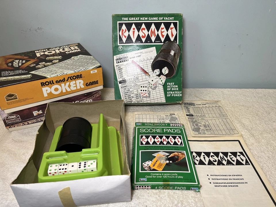 Vintage Dice Board Games Lot Roll & Score Poker Bowl & Score Kismet Extra Sheets - Image 4 of 4