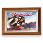 VTG 2002 Budweiser Beer Salutes U.S. Air Force Mirror Bar Sign 28x20” Wood Frame