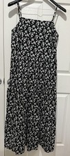 NWT Gap Black White Floral Print Smock Maxi Cotton Dress  Wmn Size Large