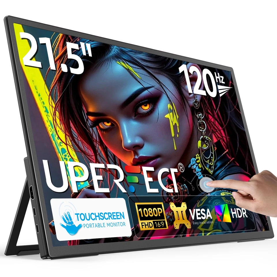 UPERFECT Monitor Portatile Touch Screen 21.5 Pollici 120Hz Monitor Portatile con VESA