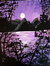 Original Art. Acrylic 8x10 On Canvas Landscape Mystical Abstract