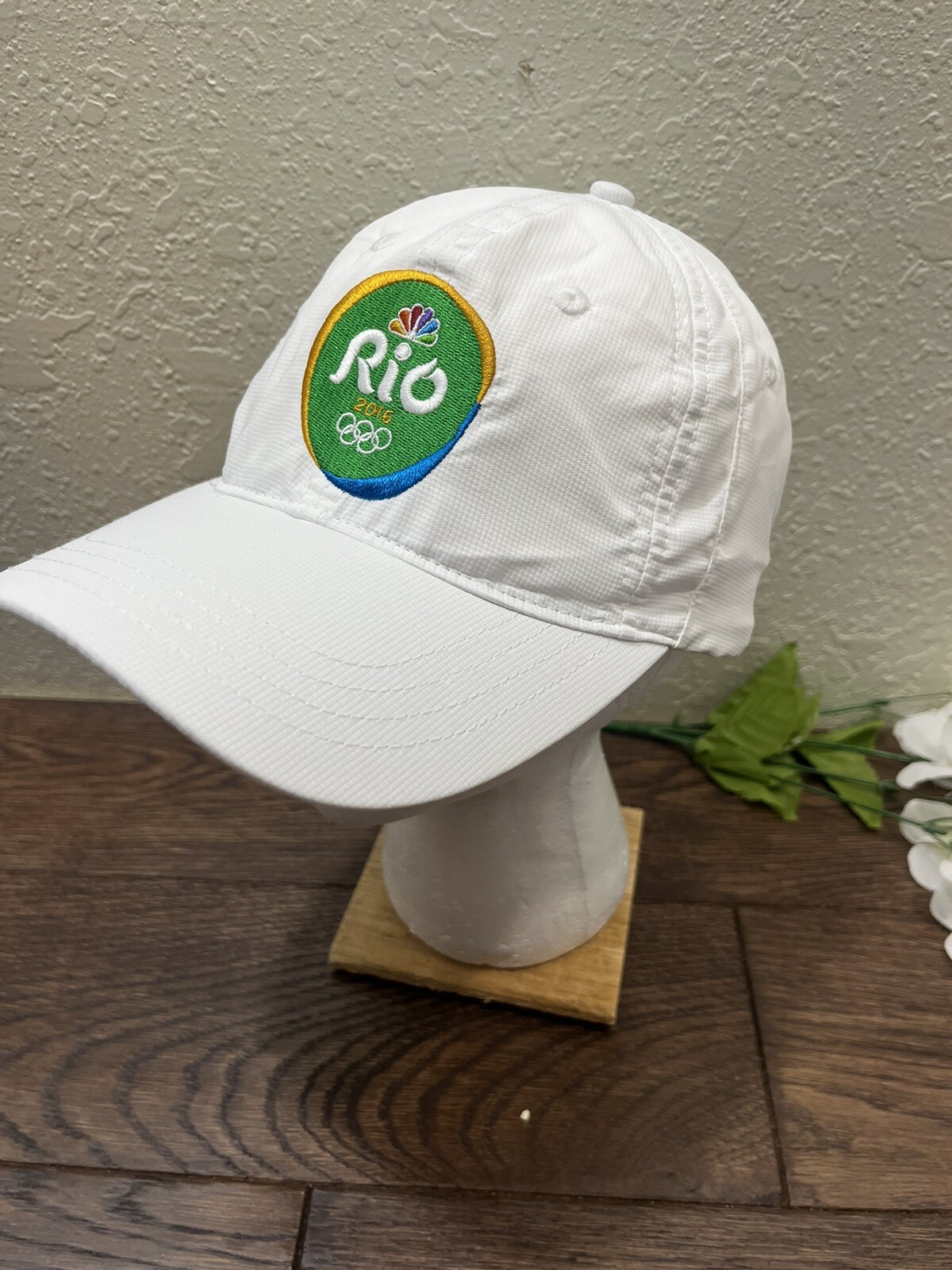 Rio Olympics Strap Back Hat Cap White Embroidered 2016 Retro Adj Hook N Loop
