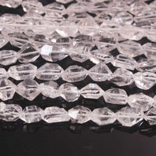 1 Strand White Clear Herkimer Diamond Quartz Beads, 7mmx4mm Center Drilled