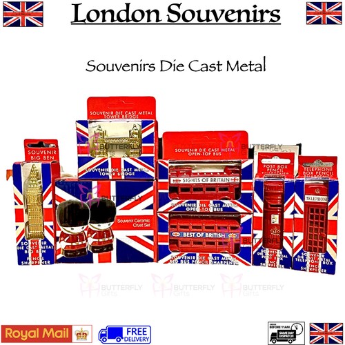 London Souvenir Bus Telephone Red Post Box Big Ben Die-Cast Metal Gift Cruet Set - Picture 12 of 26