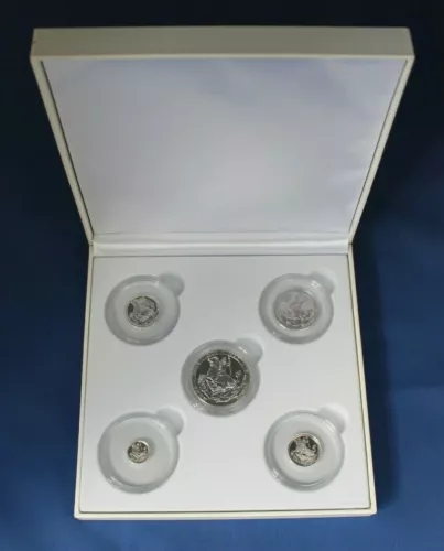 2019 gibraltar silver proof sovereign 5 coin set in case with coa image 1