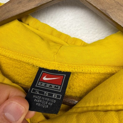Vintage Michigan Sweatshirt Men's XL Yellow Nike Hoodie Center Swoosh Spellout - Picture 11 of 14