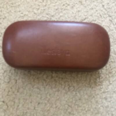 illesteva Brown Leather Sunglasses Case illesteva Brown Large Sunglasses Case Hard Clamshell Case  main image 2