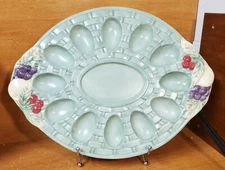 Pfaltzgraff JAMBERRY Sculpted Deviled Egg platter / tray, 14 3/4", Excellent
