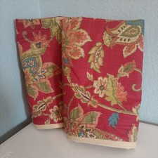 Chaps Ralph Lauren KING Annabelle Jacobean Red Floral Shams Pair 2pc MINT
