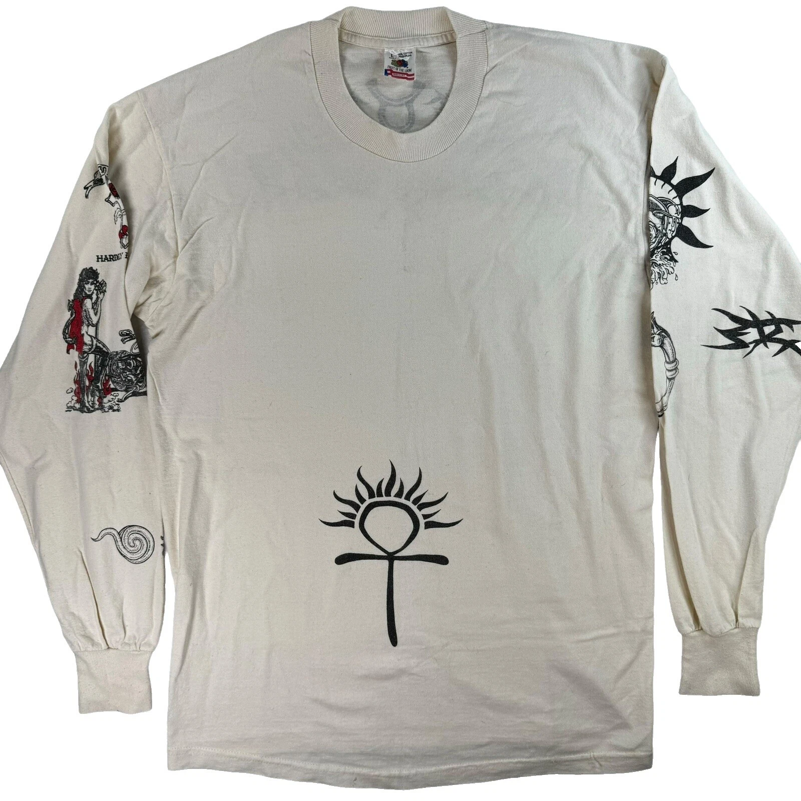 Fruit of the Loom Long Sleeve Graphic Tee Vintage T-Shirts for Men