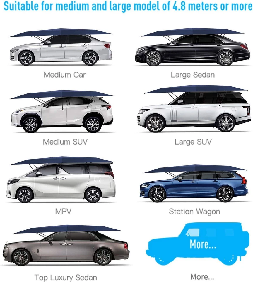 Paraguas de coche totalmente automático 4,2 M cubierta de techo control remoto anti-UV parasol Foto 3 de 4