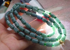 Certified Green Natural A JADE Jadeite Bamboo Beads Necklace 24 inches 680191 AS