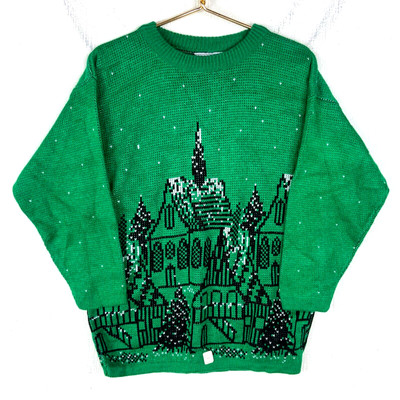 Vintage Grandma Knit Sweater Women s Size 18w Green Crewneck 90s