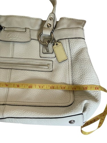 Borsa a tracolla Coach Penelope Off White foderata in pelle e seta con ciottoli NO. M0993-F14682 - Foto 11 di 13