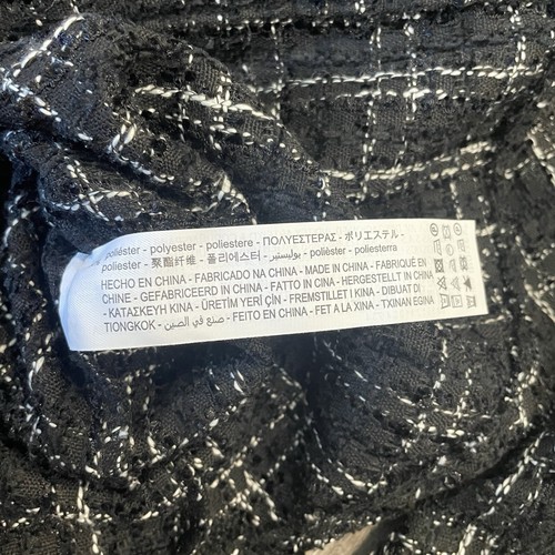 Zara Womens Blazer Black Medium Fitted Academia Plaid Business Textured READ - Picture 8 of 14