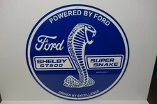 FORD SHELBY COBRA GT 500 SUPER SNAKE DIE CUT STEEL ENAMEL SIGN.  30" IN DIAMETER
