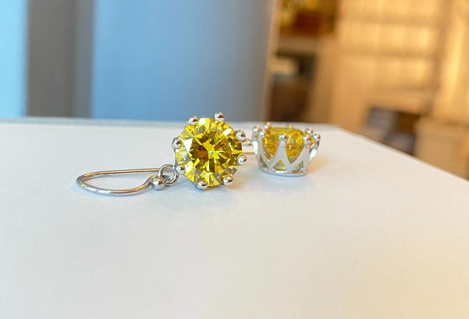 Orecchini in argento 925 made in Italy con quarzo giallo - Immagine 3 di 4