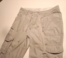 Calvin Klein Women's Capri Cargo Pants Sz S Gray 100 Cotton